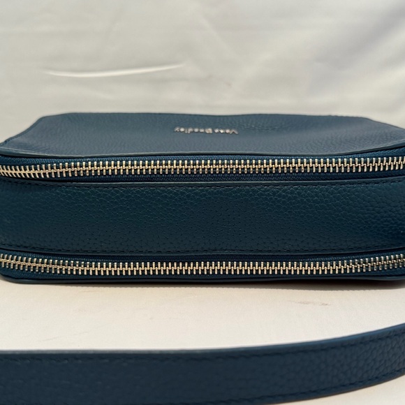 Vera Bradley Pebbled Leather Double Zip Mini Crossbody Teal Blue New With Tags - Picture 8 of 11